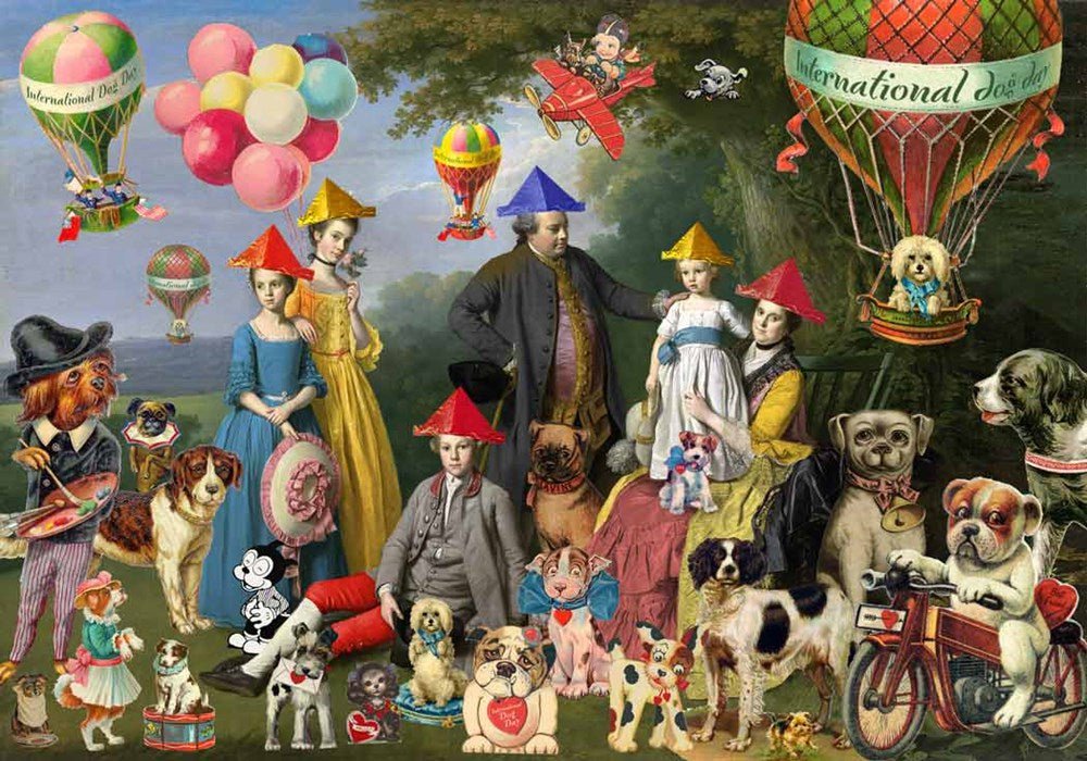 Surrealistic Portrait Giclee Print By Little Fish Design, 24 X 17", International Dog Day, Original Artwork