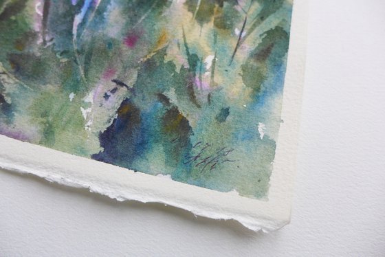 Small watercolor landscape, Summer outside the city