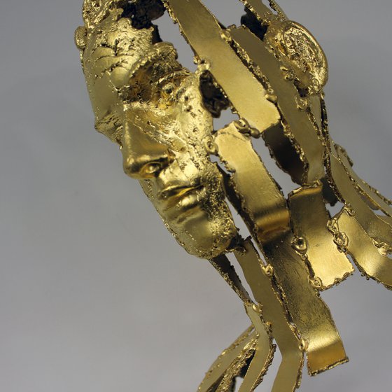 Kouros Icar - Gold bronze lace face head man