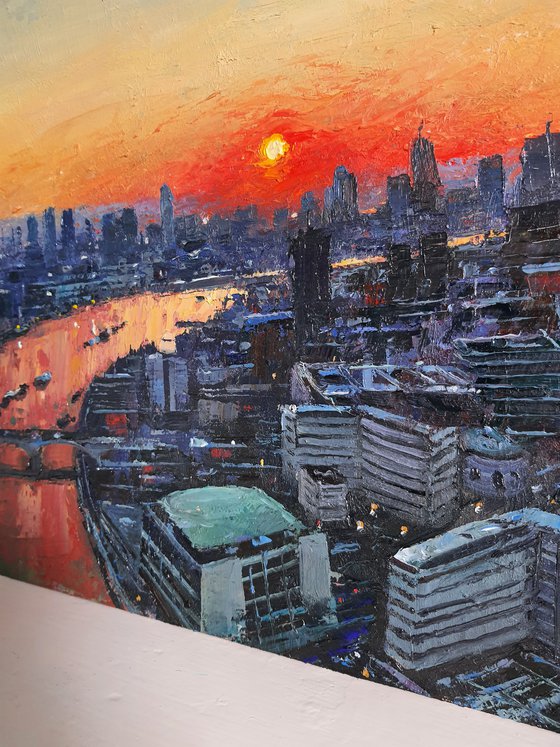 View of London at sunset