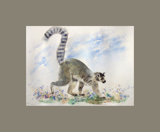 Lemur II - Animal portrait /  ORIGINAL PAINTING