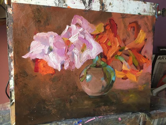 Lilies Floral Still life Oil Painting