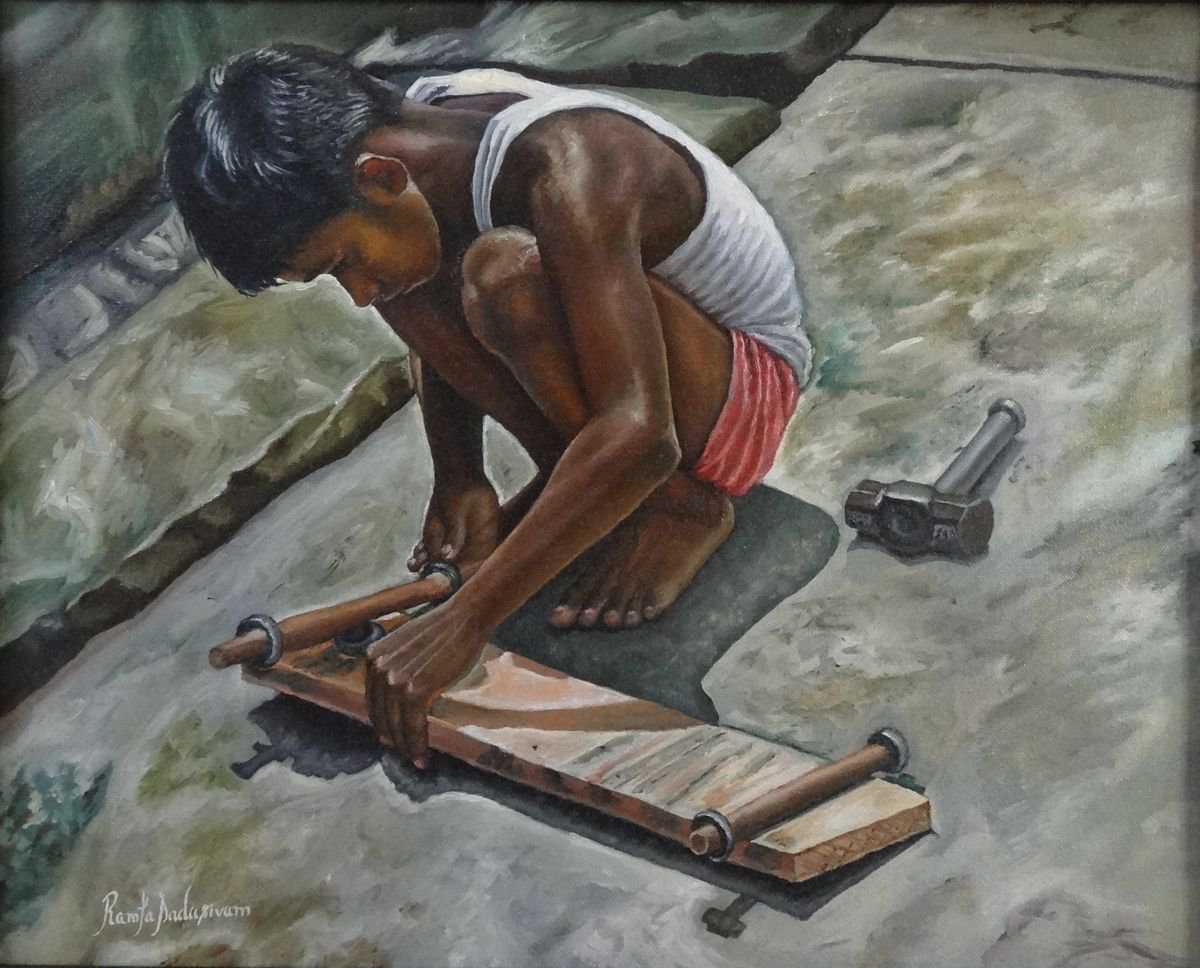 Boy Making Skateboard by Ramya Sadasivam