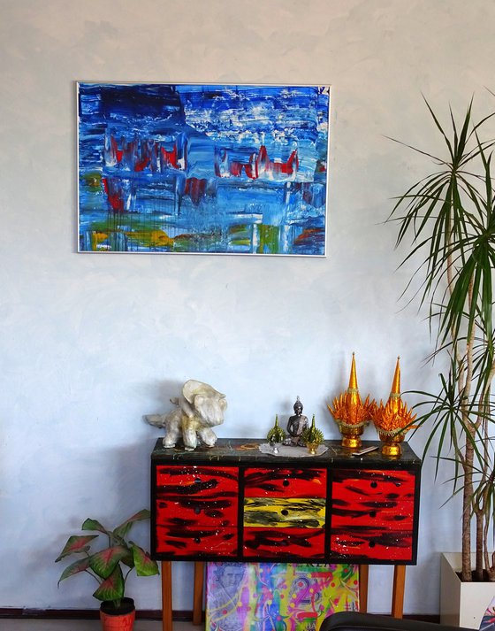 Tropical blue (framed artwork ready to hang)