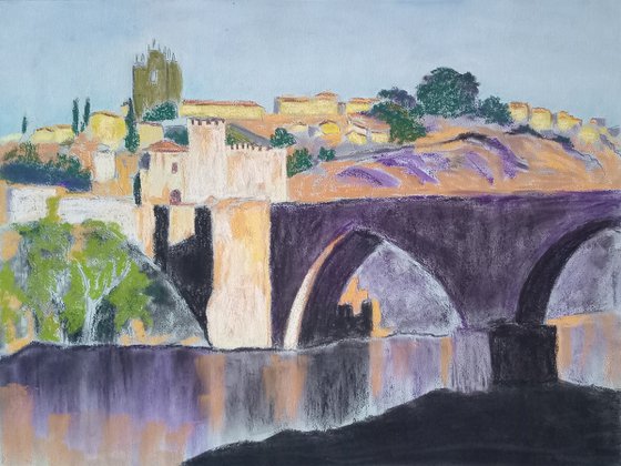 Sunlit Toledo's Town Bridge