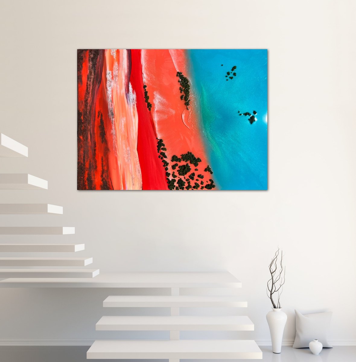 Photorealistic Landscape Acrylic Painting By Ana Hefco, 48 X 36, Aerial Australia - Kimberley, Original Artwork