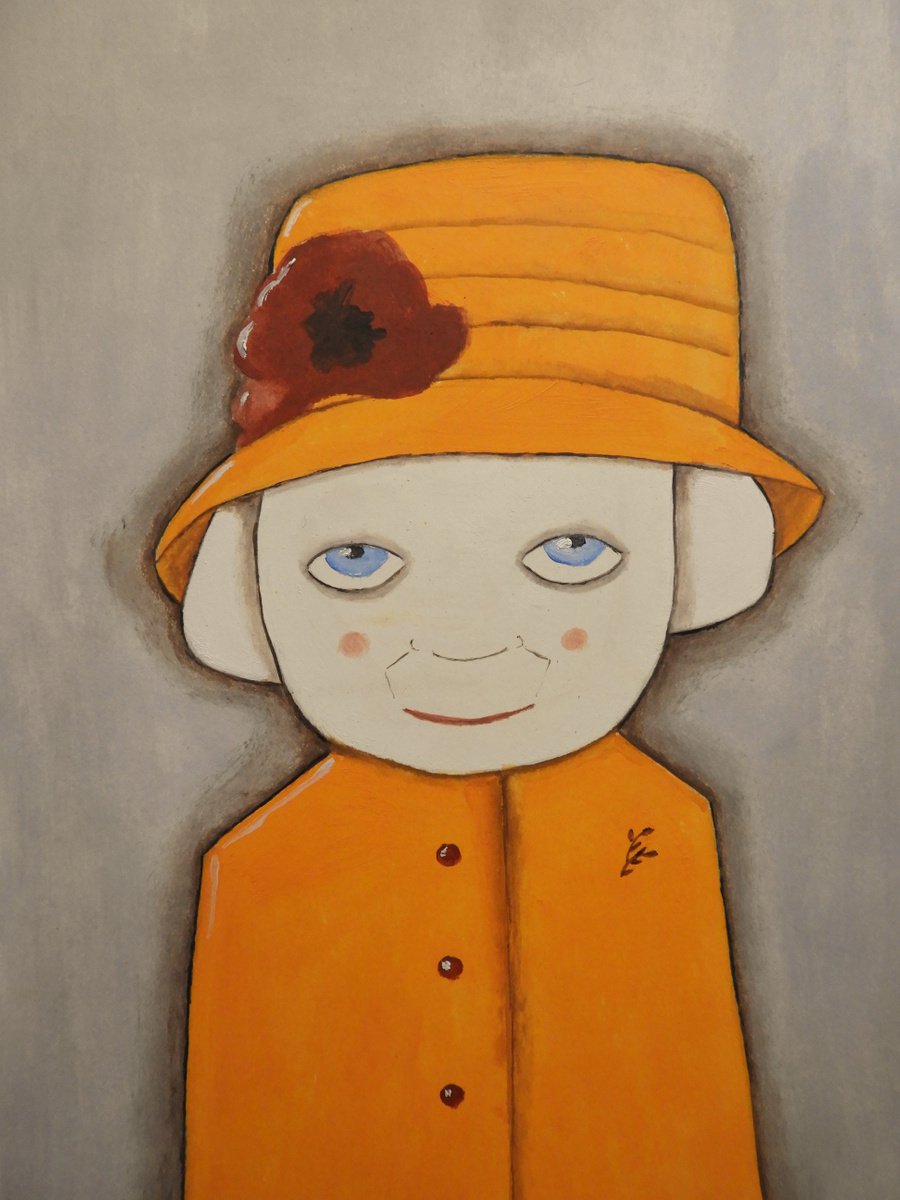 Queen (in orange color) - oil on paper by Silvia Beneforti