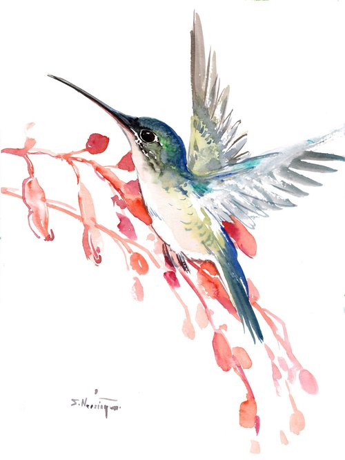 Hummingbird and Flower by Suren Nersisyan