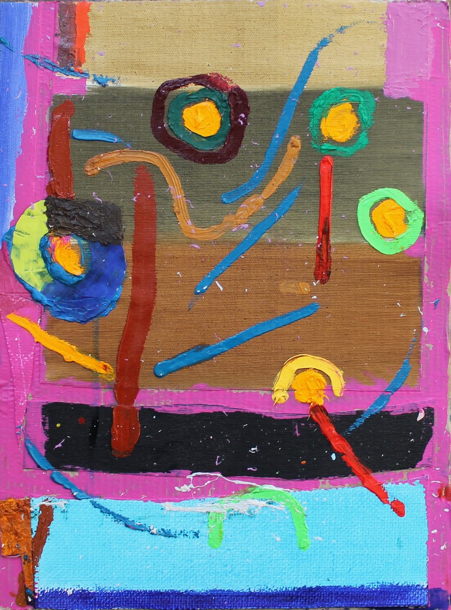 Geometric Abstract Oil Painting By Sergiy Dekalyuk, 11 X 15", Dance, Original Artwork