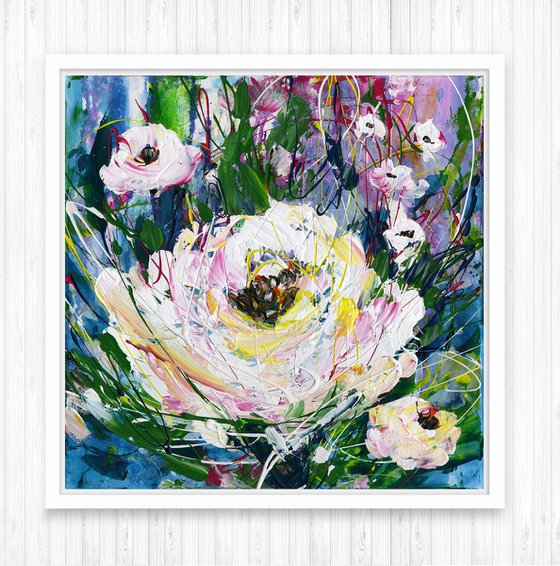 Blooms Of White - Floral Painting by Kathy Morton Stanion