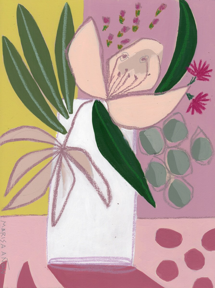 Abstract Still Life Painting By Marisa Anon, 13 X 17", The Colorful Room Viii, Original Artwork