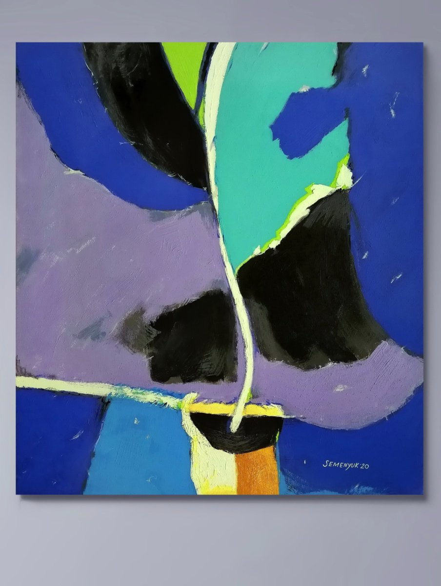 Abstract Botanical Oil Painting By Evgen Semenyuk, 28 X 31, Abstract Floral Composition 1, Original Artwork