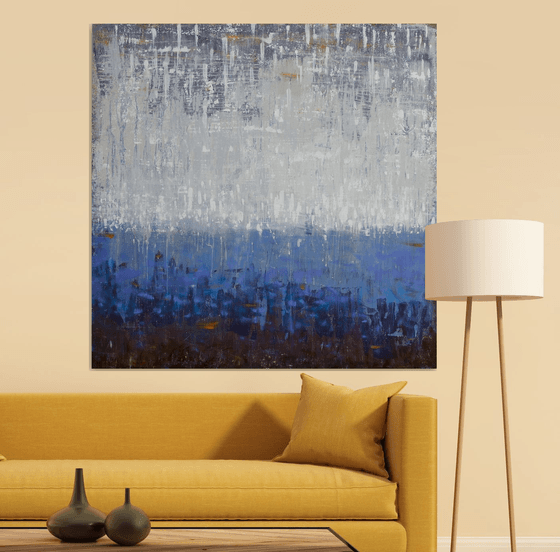 "Rain" 48x48" Contemporary Art by Bo Kravchenko