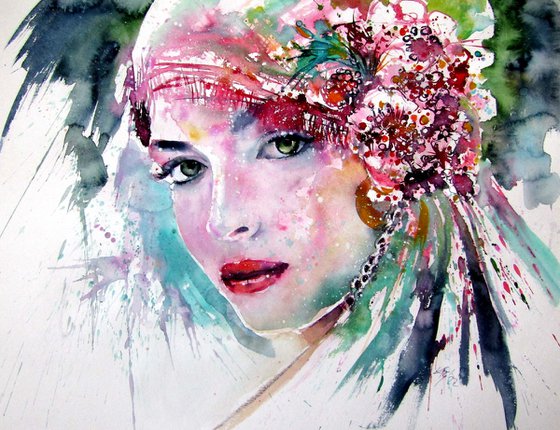 Beauty with flowers