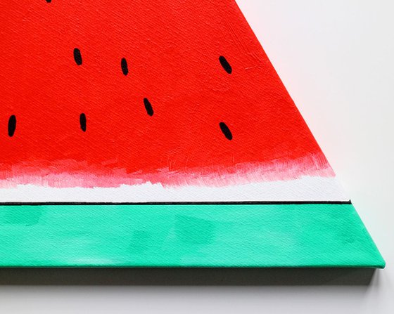 Watermelon Segment Pop Art Acrylic Painting On TRIANGLE Canvas