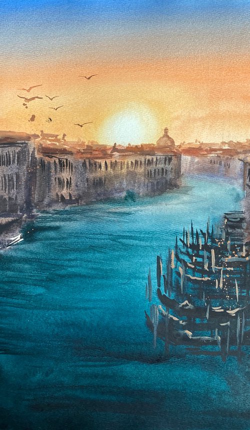 The sun over the roofs of Venice by Valeria Golovenkina