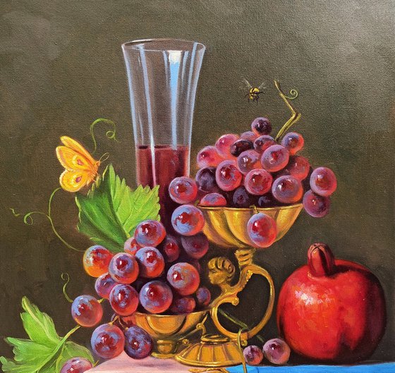 Still life - fruits (40x50cm, oil painting, ready to hang)