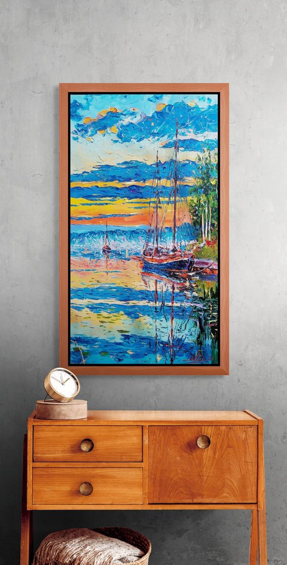 Harbor in Blue and Fire