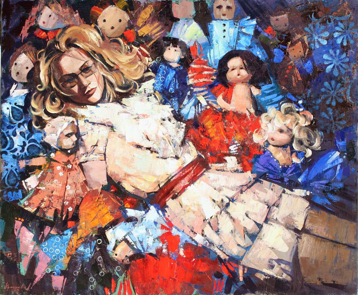 Impressionistic Portrait Oil Painting By Anastasiia Kraineva (Masniuk), 47 X 39, Game (Self Portrait), Original Artwork