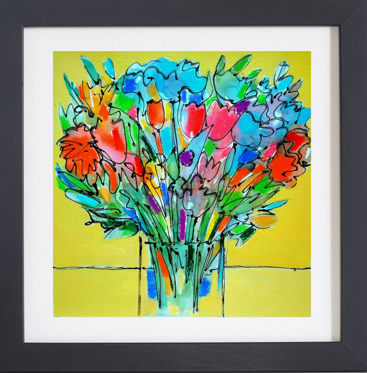 Spring Flowers on Yellow by Jan Rippingham
