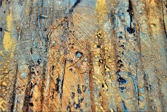 Golden Tears - Abstract acrylic painting high textured canvas art wall art ready to hang