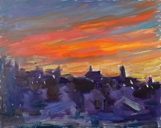 Fiery sunset over NYC