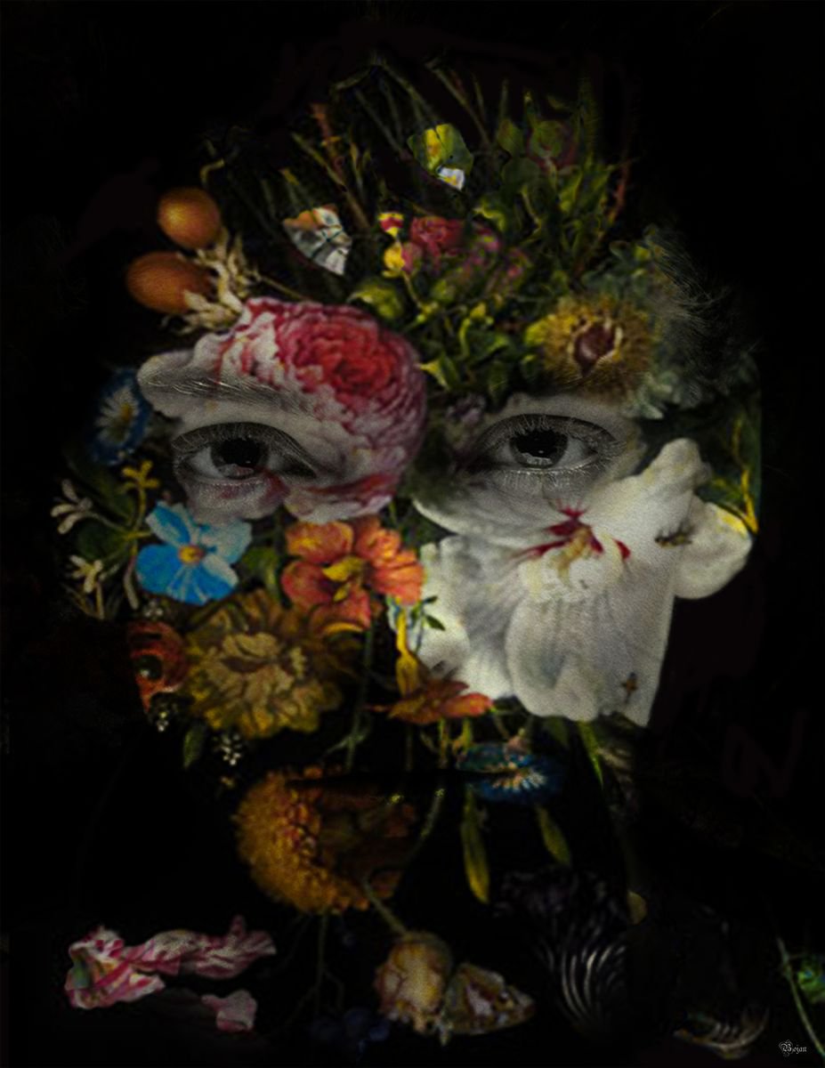 Illustrative Portrait Photograph By Bojan Jevtic, 33 X 43, Terrorist Flower, Original Artwork