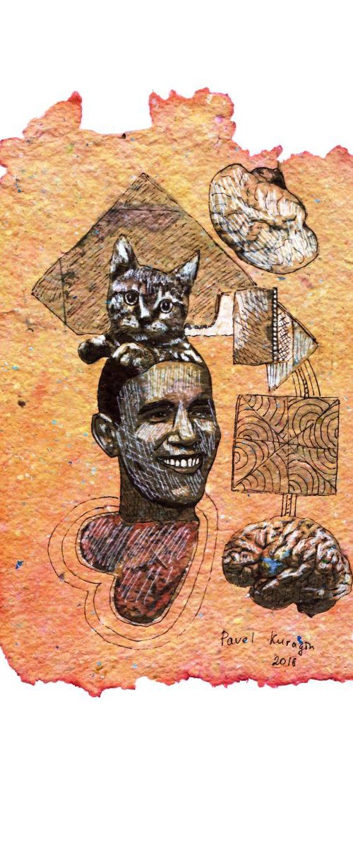Barack and cat by Pavel Kuragin