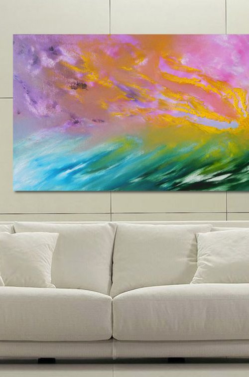 Le vie en rose - 90x60 cm,  LARGE XL, Original abstract painting, oil on canvas by Davide De Palma