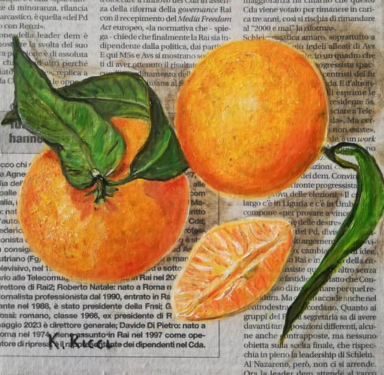 "Tangerines on Newspaper"