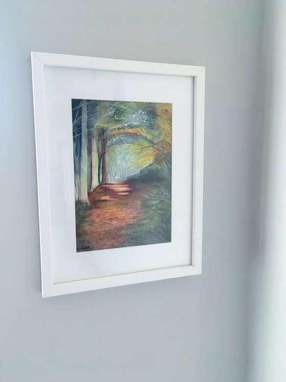 Autumn Woodland Walk - Framed Watercolour