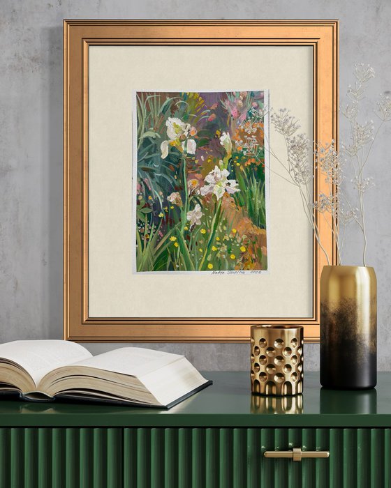 White irises in the garden