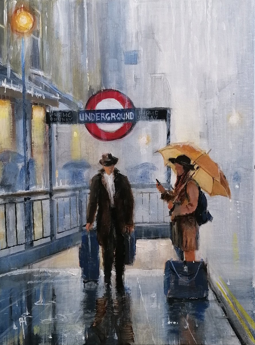 Impressionistic Cityscapes Acrylic Painting By Alan Harris, 12 X 16, We Just Arrived, Original Artwork