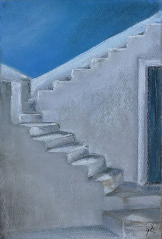 Santorini. Steps in white