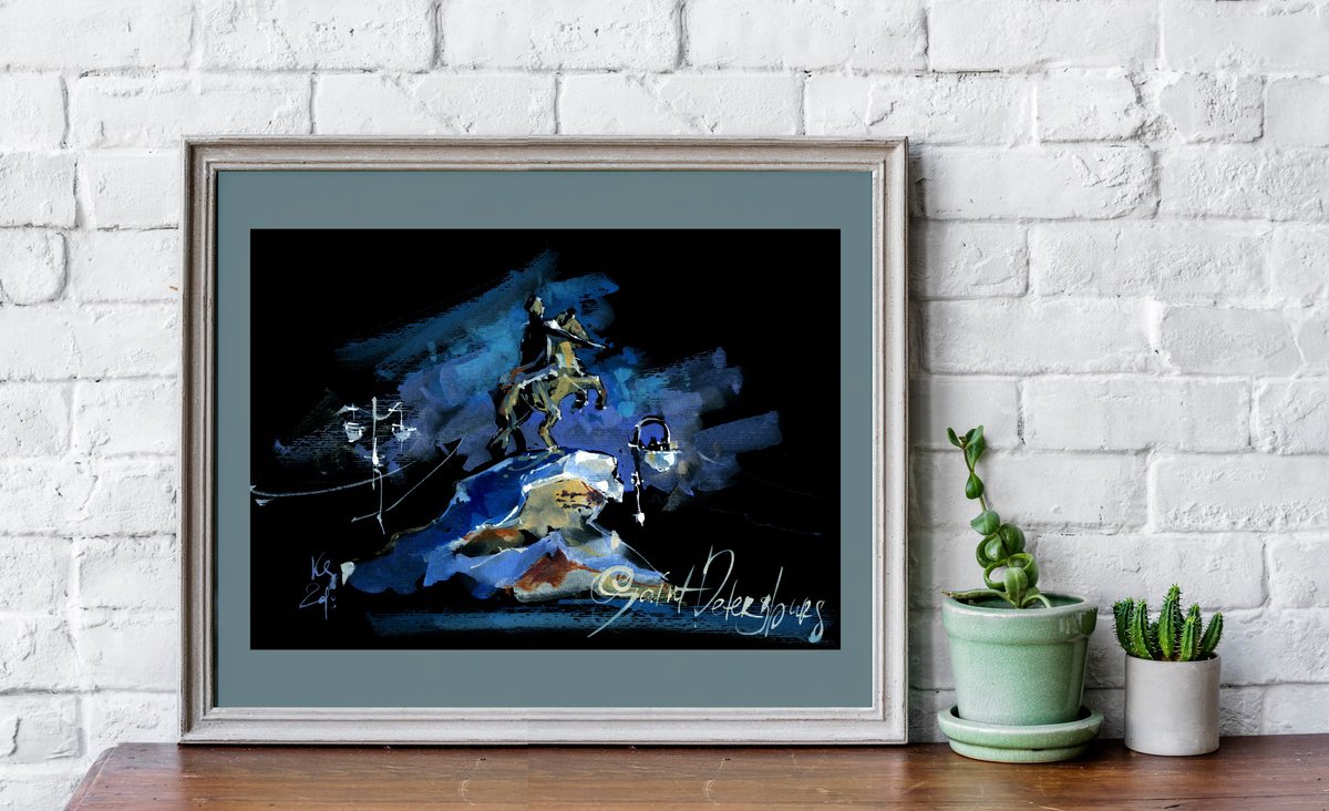 Impressionistic Cityscapes Watercolour By Ksenia Selianko, 12 X 8", Lights Of The Night City, Original Artwork