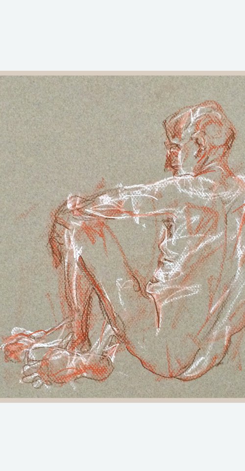 Casual Sepia- male nude by Kathryn Sassall