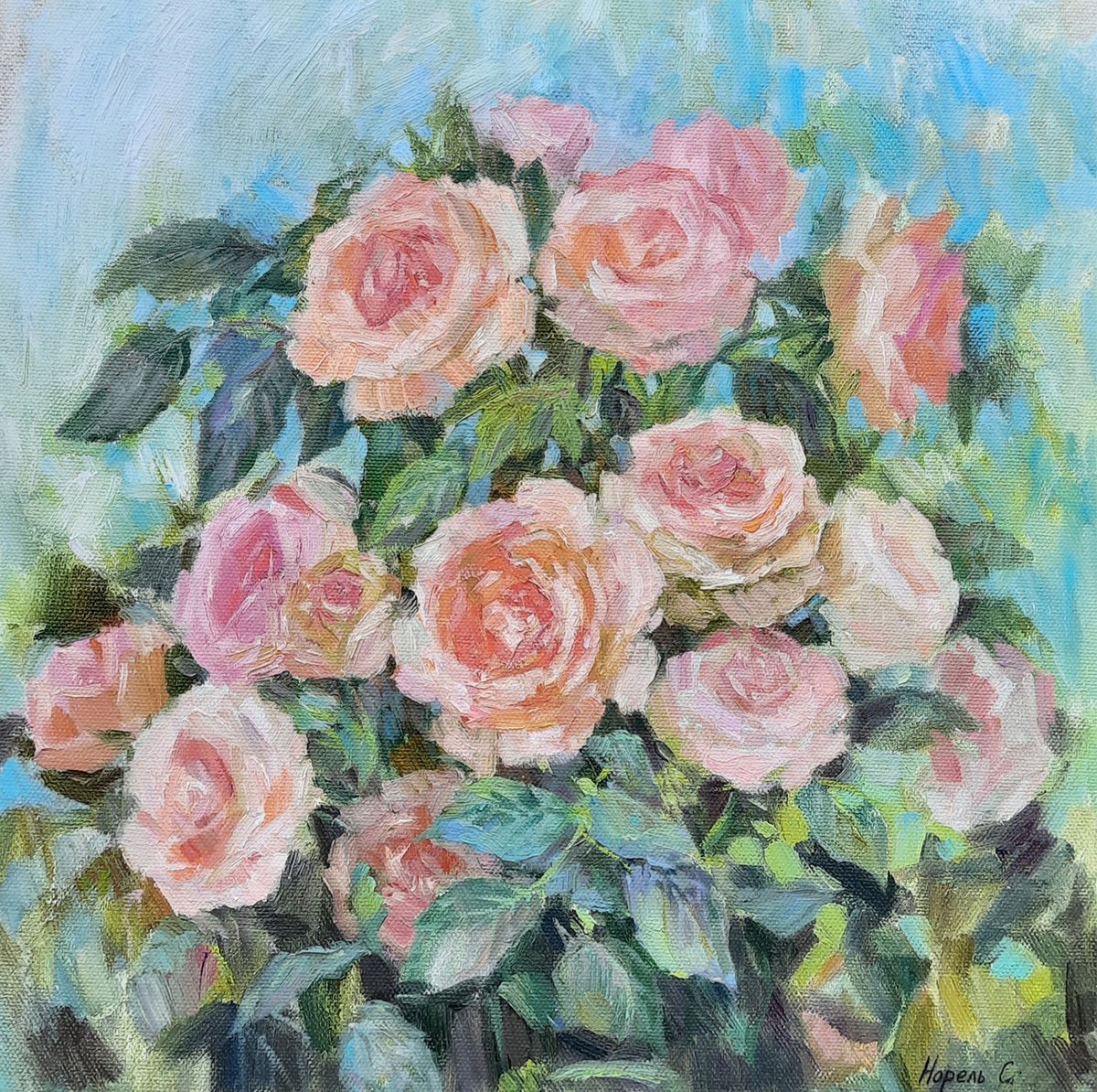 Roses - Original oil painting (2021) by Svetlana Norel