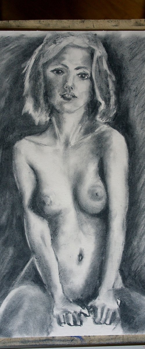 Female Figure #68 Charcoal by Juri Semjonov