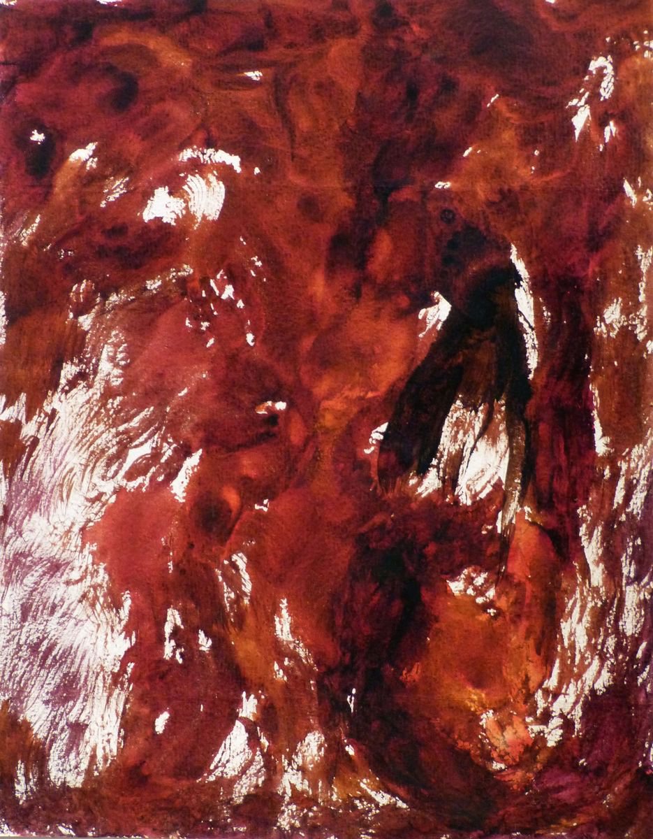 Study in Scarlet, acrylic on paper 29x42 cm by Frederic Belaubre
