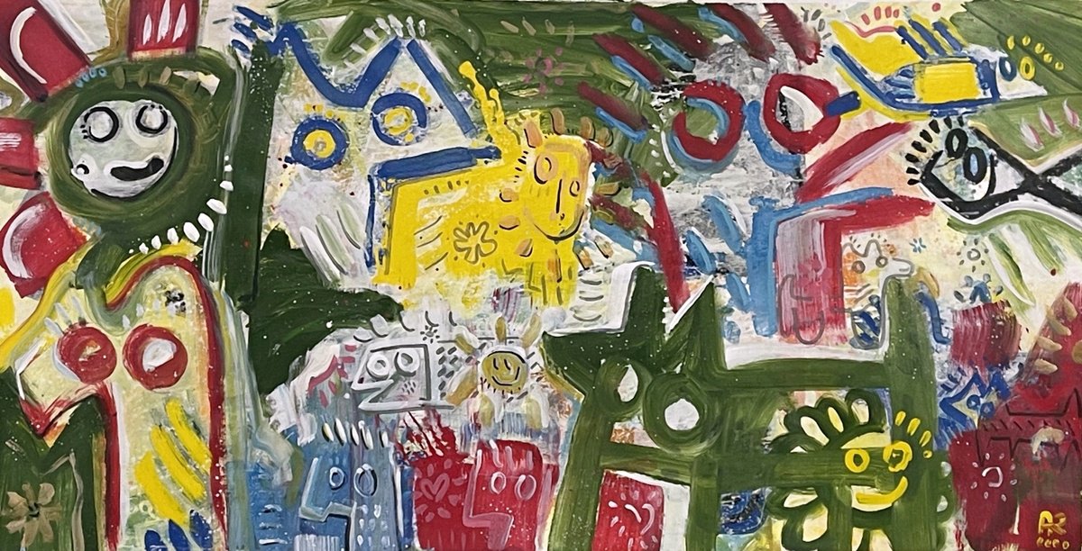 Expressive Animal Acrylic Painting By Angel Rivas, 79 X 41, Fluid Nature, Original Artwork