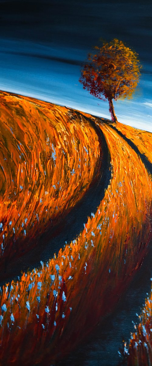 The lonely Tree and the storm - Fields and Colors Series by Danijela Dan