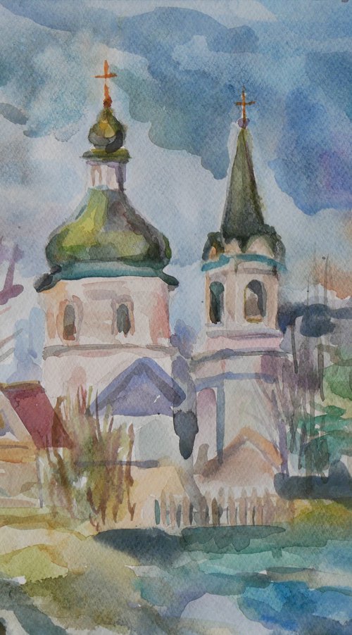 Ancient church in Sednev by Elena Lykhodid