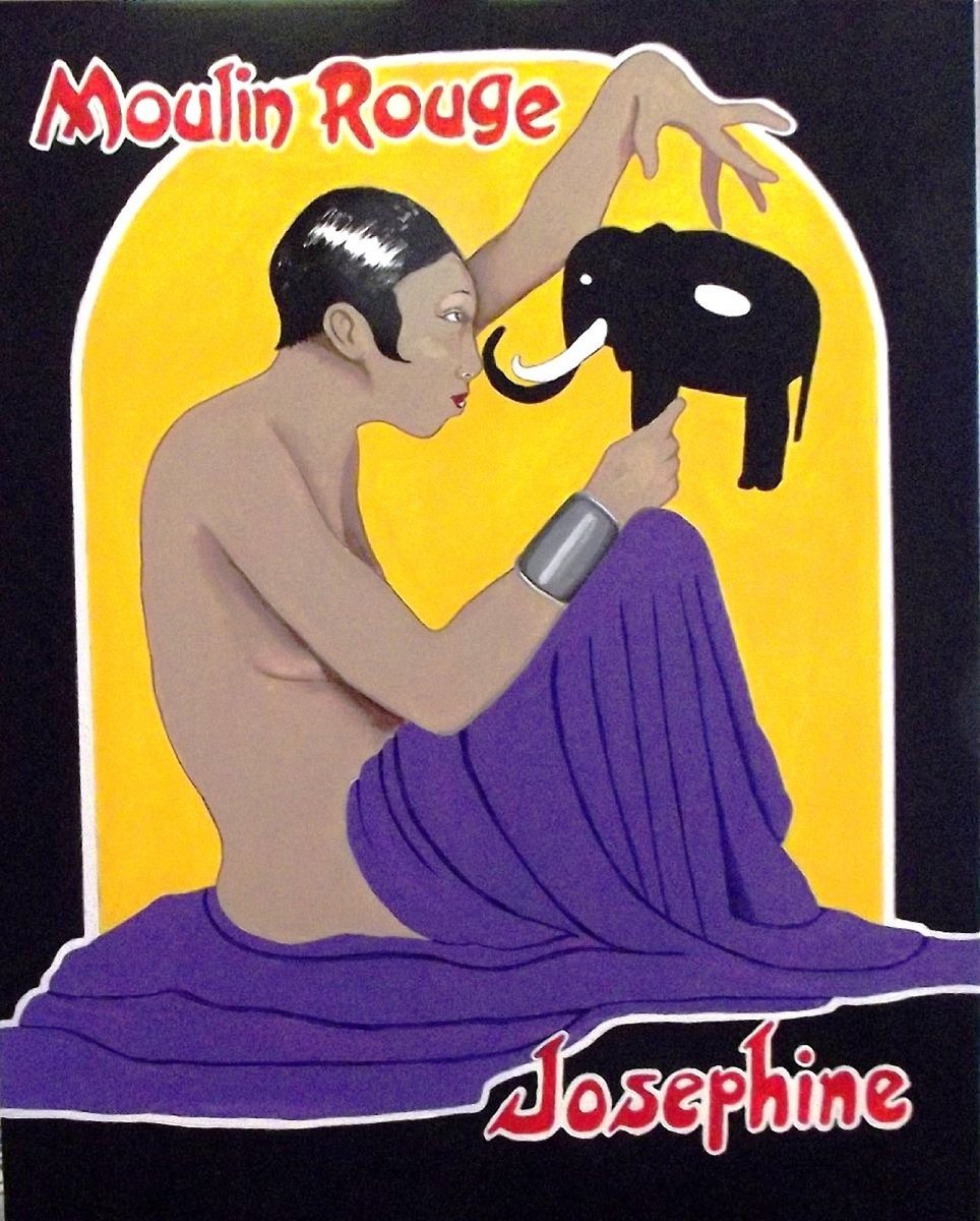 Impressionistic Portrait Acrylic Painting By Andrew Sabori, 24 X 30, Josephine Baker, Original Artwork