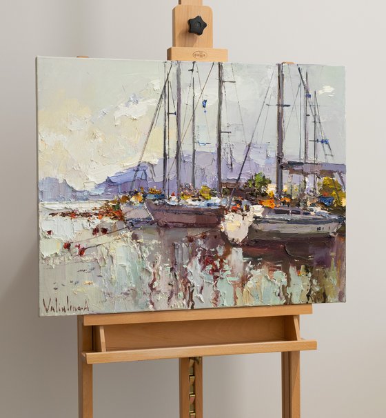 Sailing yachts  Original seascape painting