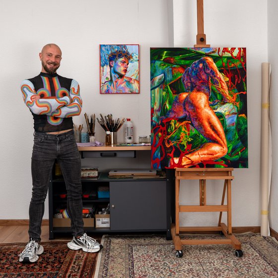 Nude on a Green Background