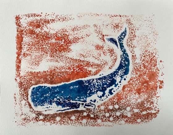 Whale mono print