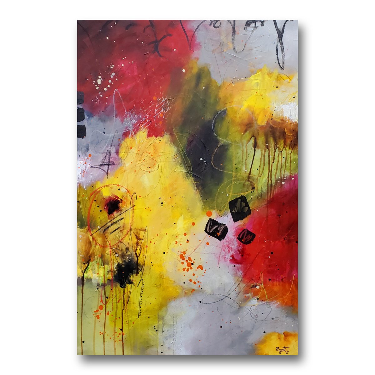 Abstract Acrylic Painting By Niyati Jiwani, 24 X 36", Vibrant Rhythm, Original Artwork