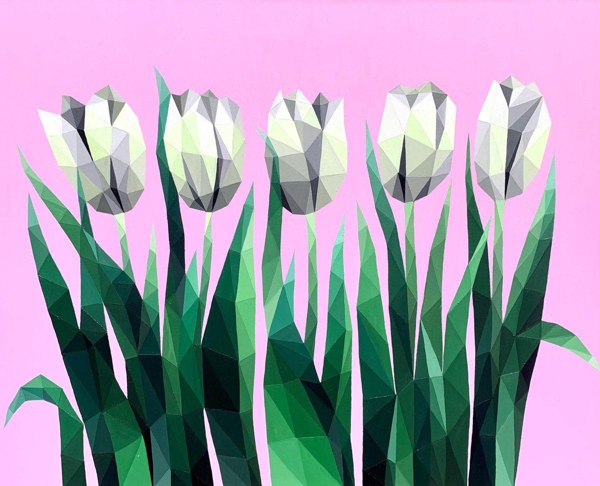 Spring White Tulips By Maria Tuzhilkina, 20 X 16, Artwork For Sale On Artfinder