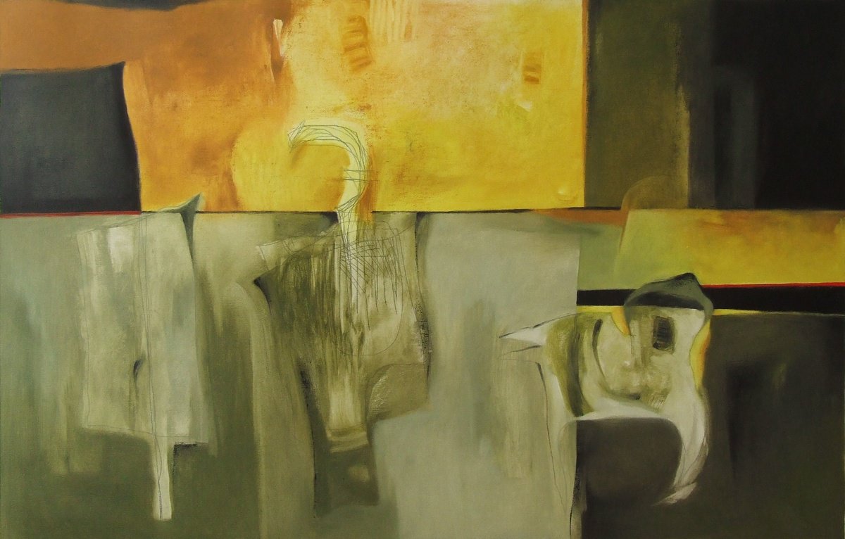 Abstract Oil Painting By Csaba Csendes, 37 X 24, The Third Day ..., Original Artwork