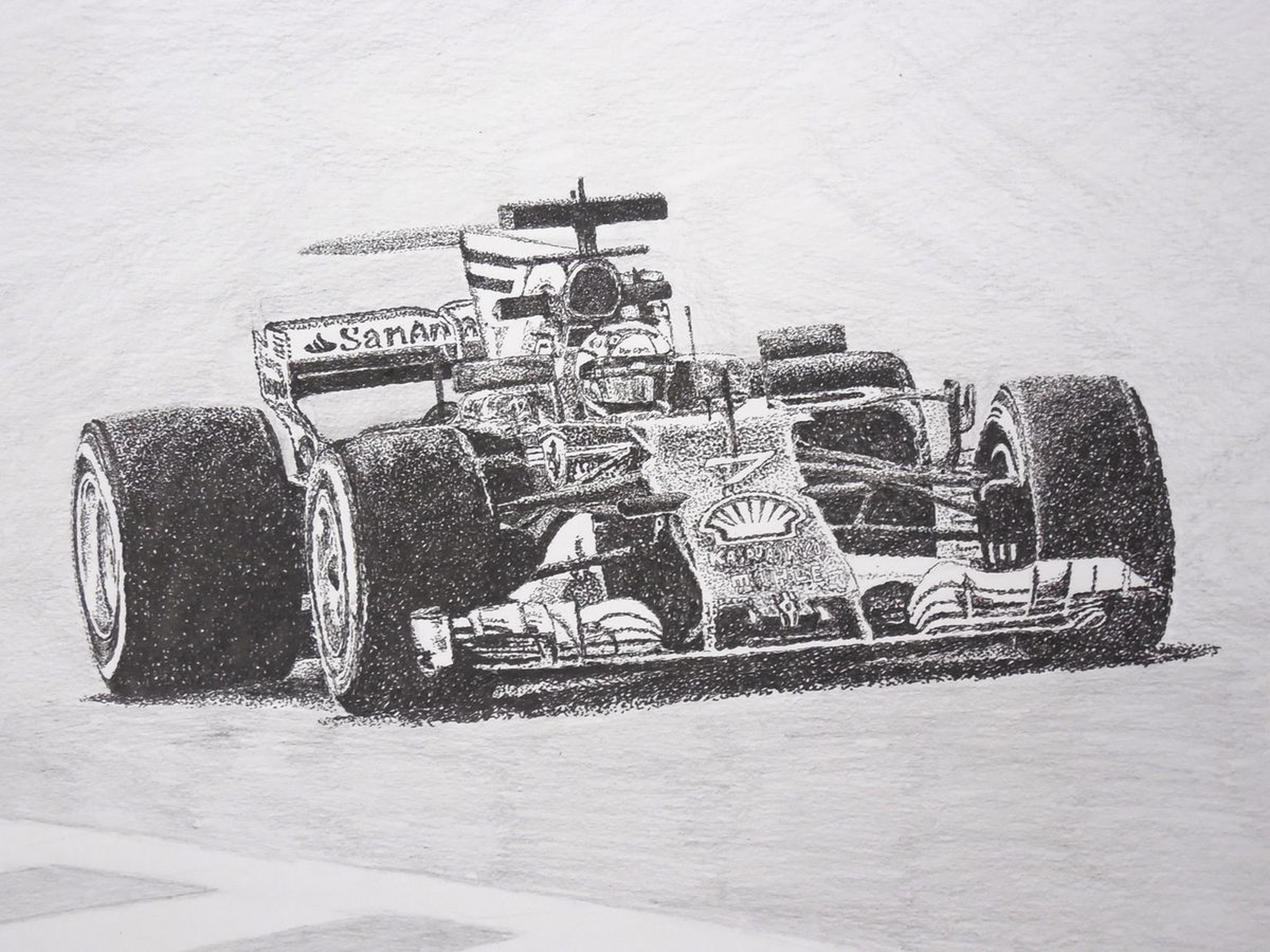 Ferrari F1 Racing Car Original Pointillism Art Artfinder